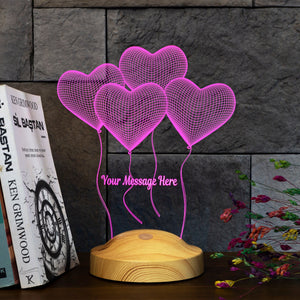3D Flying Hearts LED Lamp, Personalized Couples Gift by Drn Gift Store