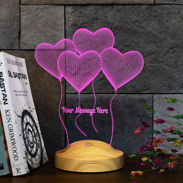3D Flying Hearts LED Lamp, Personalized Couples Gift by Drn Gift Store