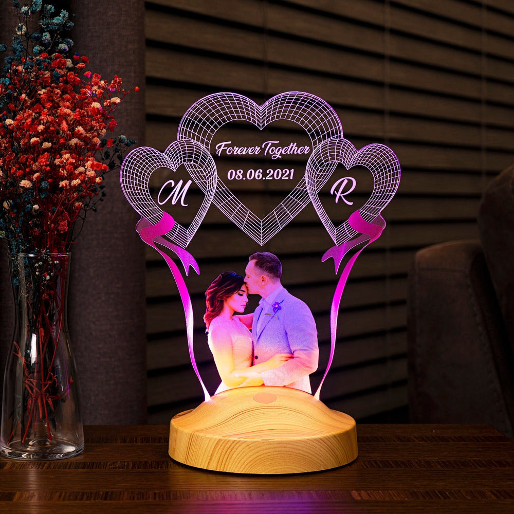 Custom Photo LED Lamp, Personalized Night Light, Couple Engagement Gift by Drn Gift Store