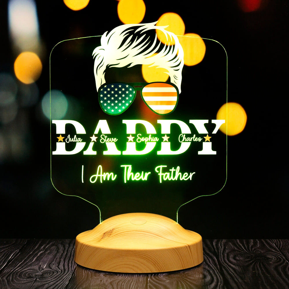 Personalized LED Table Lamp, Father's Day Gift with Kids Names by Drn Gift Store