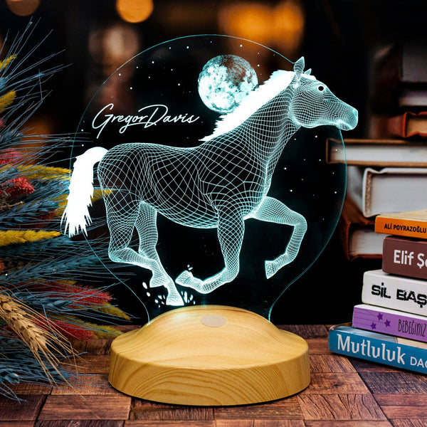 Horse 3D LED Lamp, Gift for Horse Lovers, Horse Art, Horseman Gifts by Drn Gift Store