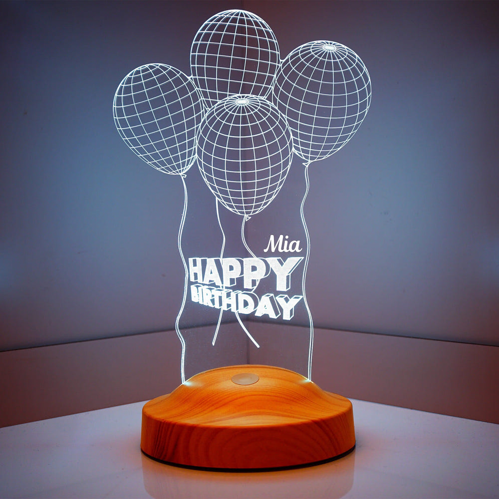 Personalized Balloon LED Lamp, Custom Birthday Night Light, Engraved Gift by Drn Gift Store