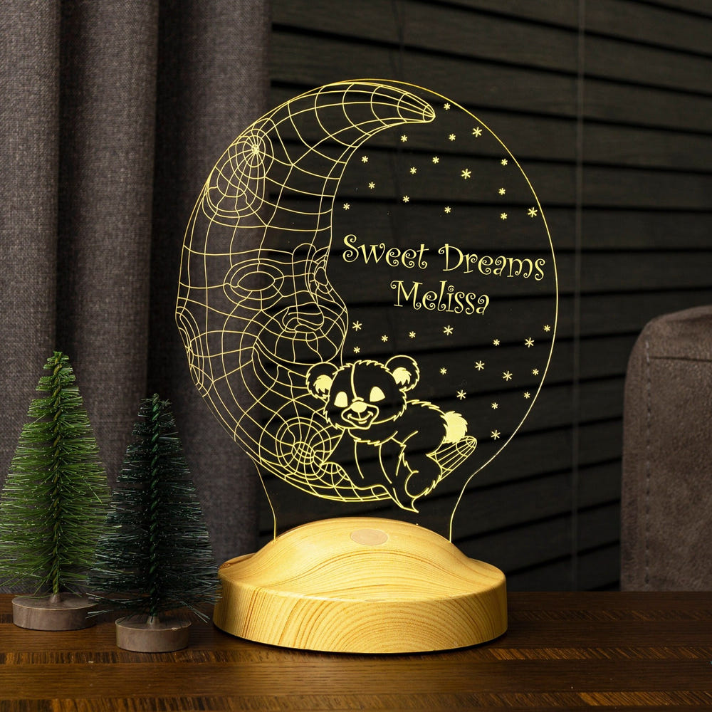 Personalized Night Light with Moon, Moon Nursery Decor, Gift for Kids by Drn Gift Store