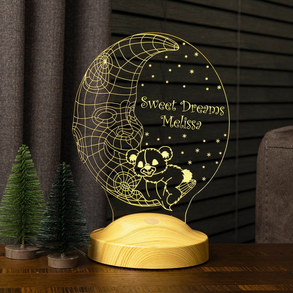Personalized Night Light with Moon, Moon Nursery Decor, Gift for Kids by Drn Gift Store