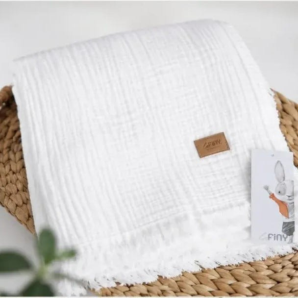 Cloud Muslin Baby Blanket, 35x43 in by LaFiny, White #white