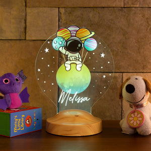Personalized Astronaut Night Lamp, Space Theme Nursery Decor by Drn Gift Store