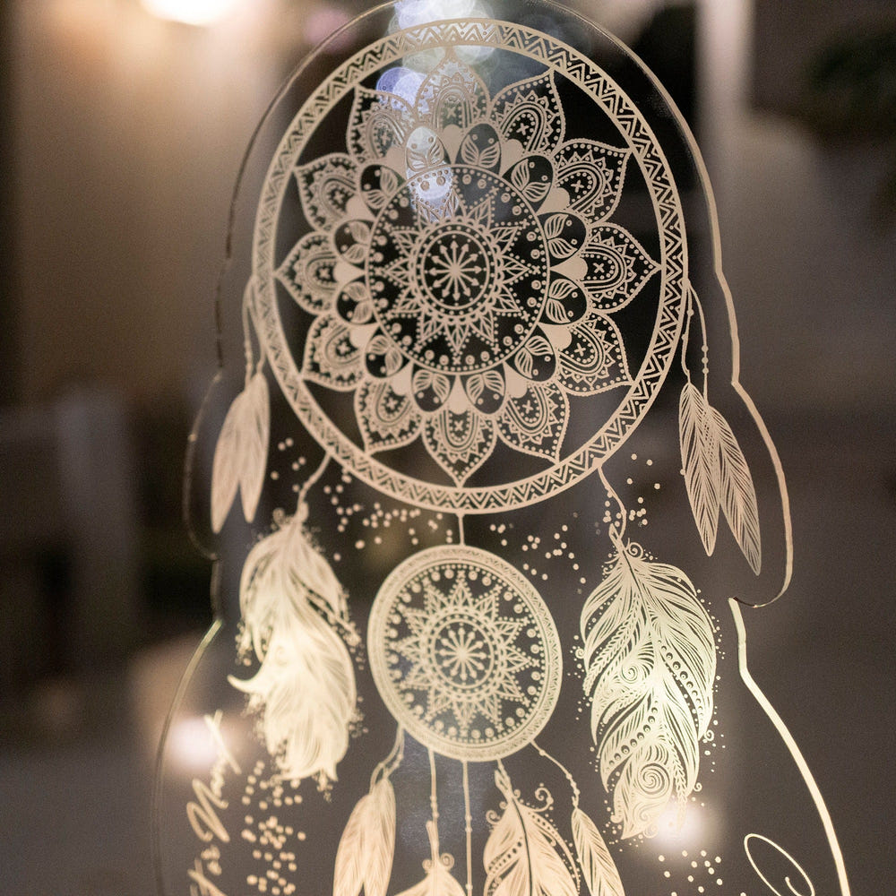 Personalized Dreamcatcher Night Light, Custom LED Lamp by Drn Gift Store