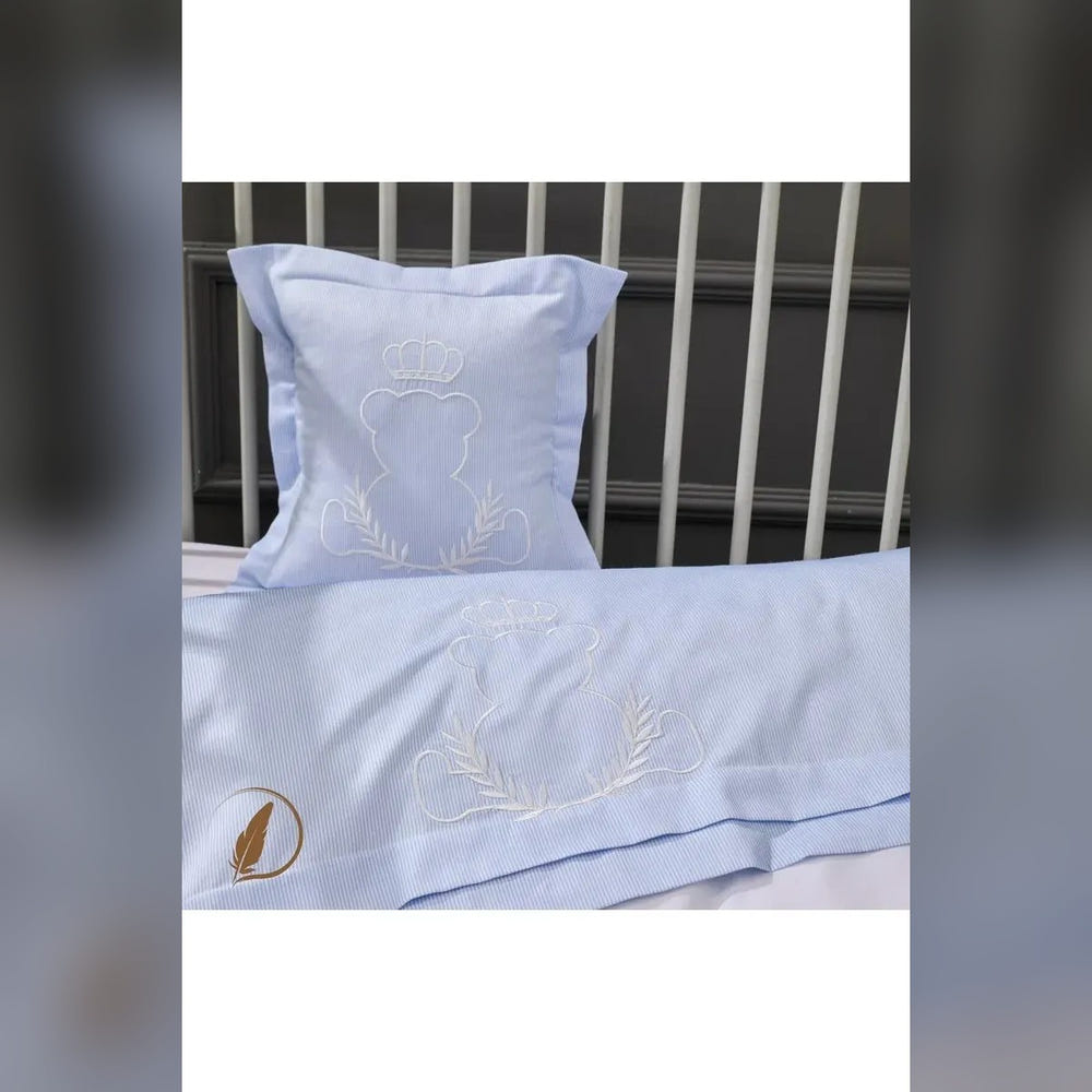 King Embroidered Cotton Baby Duvet Cover Set, 4 Pieces