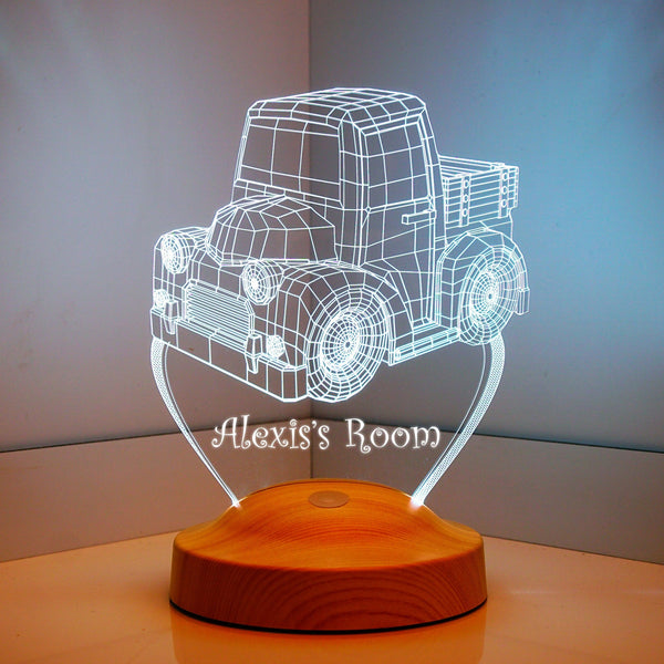 Truck Night Light with Custom Name, Truck Bedside Lamp, Nursery Decor by Drn Gift Store