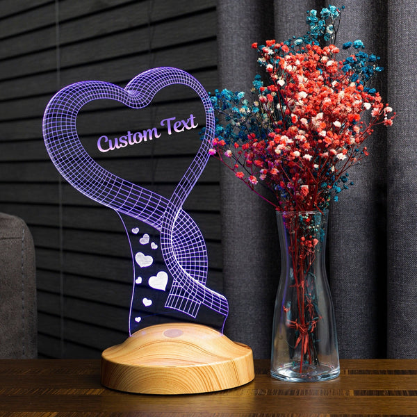 Personalized Anniversary Gift, 3D Heart Night Light, Valentines Gift by Drn Gift Store