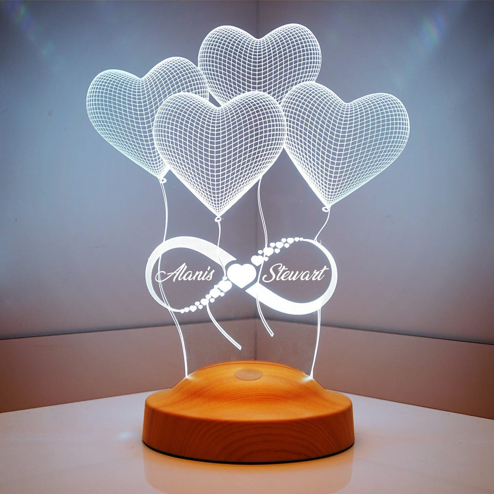 Personalized 3D Night Light, Custom Led Lamp Gift for Girlfriend by Drn Gift Store