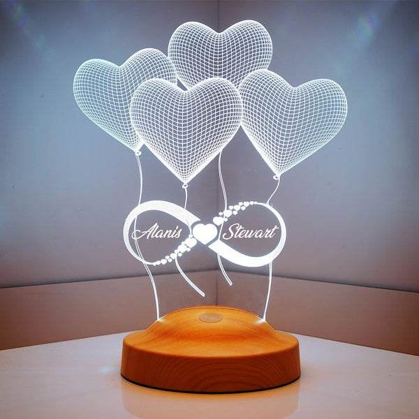 Personalized 3D Night Light, Custom Led Lamp Gift for Girlfriend by Drn Gift Store