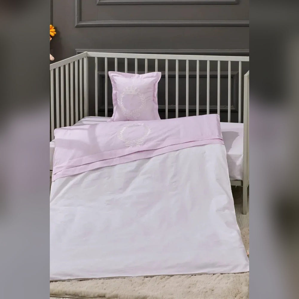 Queen Embroidered Cotton Baby Duvet Cover Set, 4 Pieces