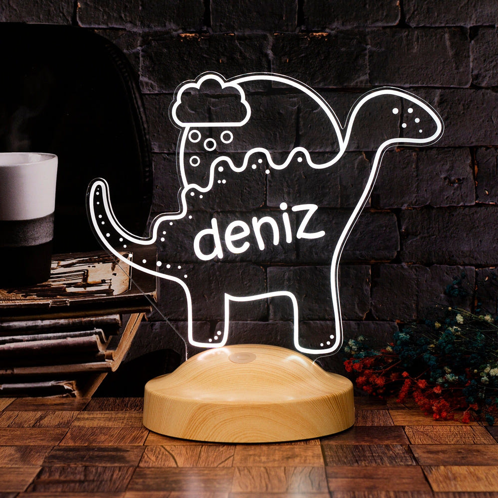 Dino Glow, Personalized LED Dinosaur Night Light for Kids by Drn Gift Store