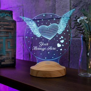 Heart With Wings 3D Led Lamp, Mothers Day Gift, Valentines Gift by Drn Gift Store