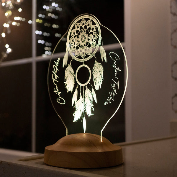 Personalized Dreamcatcher Night Light, LED Bedside Lamp, Chakra Decor by Drn Gift Store