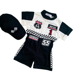 Costumes Club Handmade Race Car Driver Costume for Toddlers - Halloween Costume, Cars Boys Racing Outfit, Toddler Racer Suit by Costumes Club, Black & White #black&white