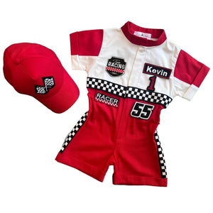 Costumes Club Handmade Race Car Driver Costume for Toddlers - Halloween Costume, Cars Boys Racing Outfit, Toddler Racer Suit by Costumes Club, Red & White #red&white