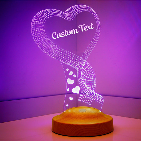 Personalized Anniversary Gift, 3D Heart Night Light, Valentines Gift by Drn Gift Store