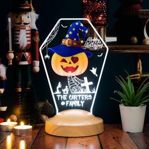 Personalized Halloween Tombstone LED Night Light: Custom Acrylic Pumpkin Decor by Drn Gift Store