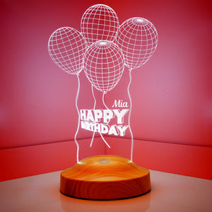 Personalized Balloon LED Lamp, Custom Birthday Night Light, Engraved Gift by Drn Gift Store