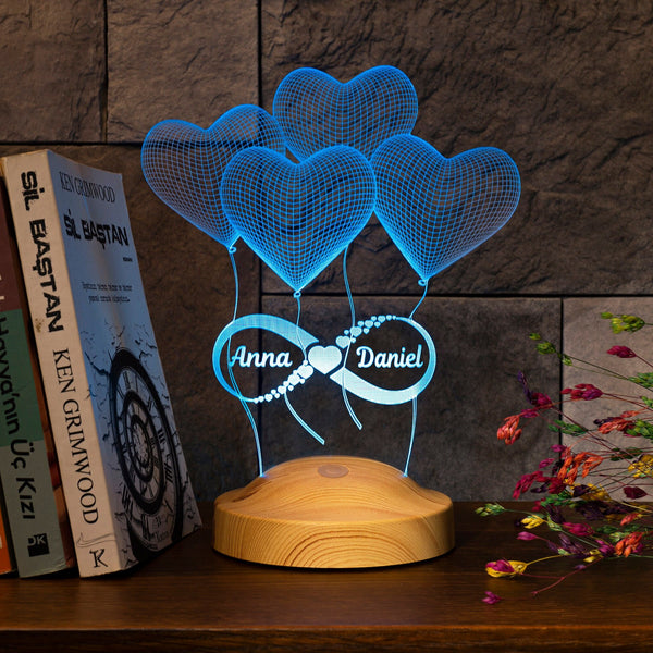 Personalized 3D Night Light, Custom Led Lamp Gift for Girlfriend by Drn Gift Store