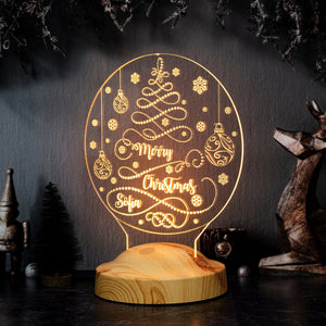 Personalized Christmas Tree LED Night Light, Custom Holiday Decor by Drn Gift Store