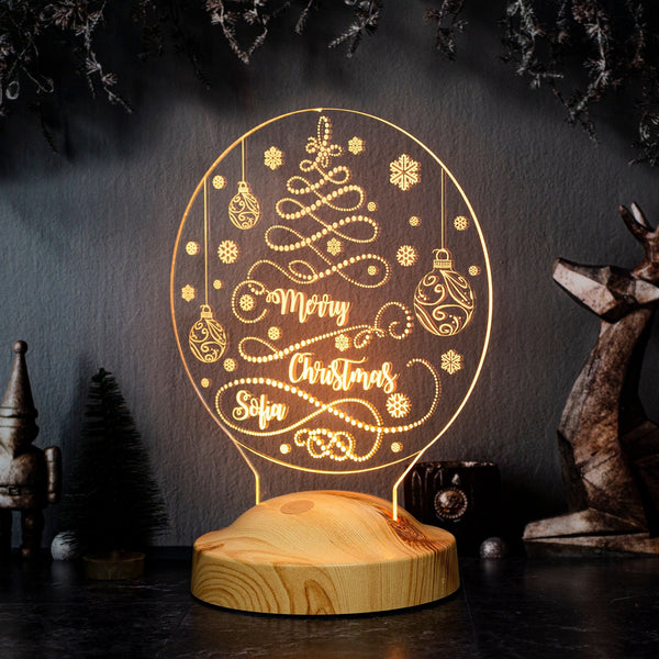 Personalized Christmas Tree LED Night Light, Custom Holiday Decor by Drn Gift Store