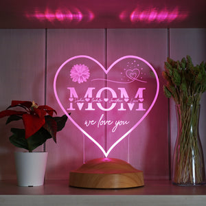 Mothers Day Gift, Mom Personalized Night Light, Heartshaped Custom 3D Lamp by Drn Gift Store