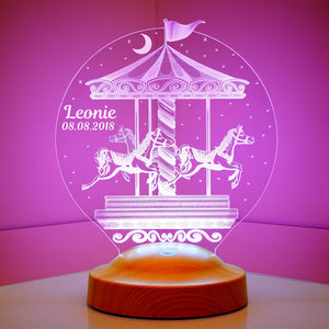 Personalized Vintage Carousel Night Light: LED Nursery Lamp by Drn Gift Store