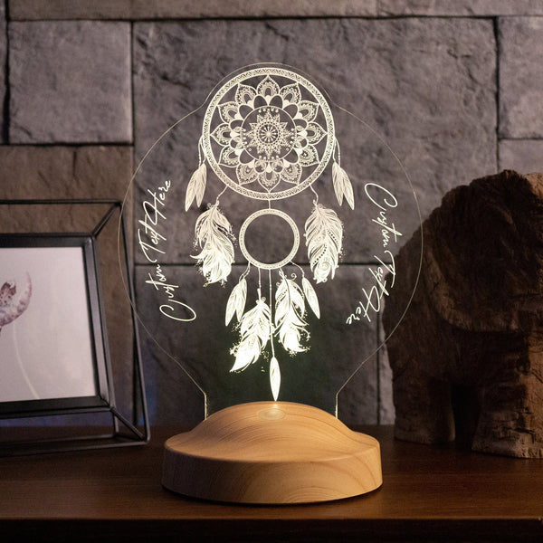 Personalized Dreamcatcher Night Light, LED Bedside Lamp, Chakra Decor by Drn Gift Store