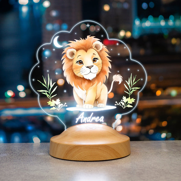 Personalized Lion Night Light, Baby Nursery Decor, Jungle Animal Lamp by Drn Gift Store