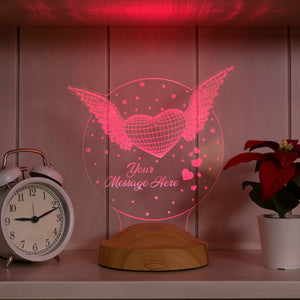 Heart With Wings 3D Led Lamp, Mothers Day Gift, Valentines Gift by Drn Gift Store
