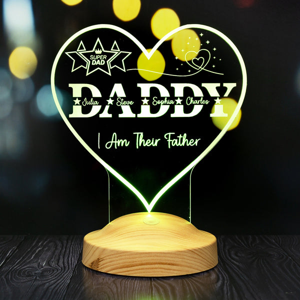 Personalized Gift For Dad Night Light, Step Dad Gift, Gift With Kids Names by Drn Gift Store