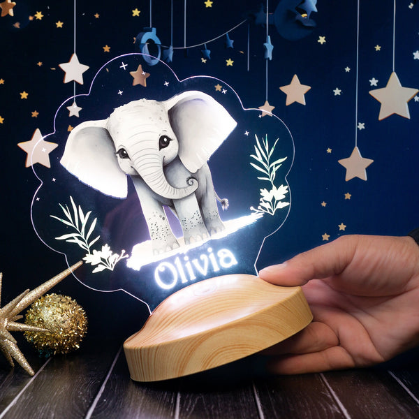 Elephant Night Light Personalized, Cute Elephant Gift for Baby With Name by Drn Gift Store