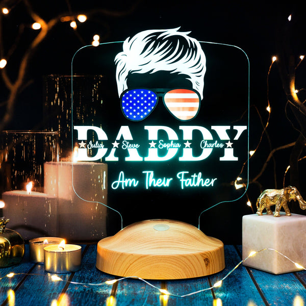 Personalized LED Table Lamp, Father's Day Gift with Kids Names by Drn Gift Store