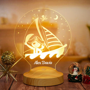 Pirate Boy Night Lamp Personalized, Baby Boy Bedroom Lamp by Drn Gift Store