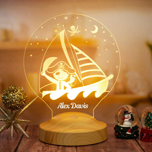 Pirate Boy Night Lamp Personalized, Baby Boy Bedroom Lamp by Drn Gift Store