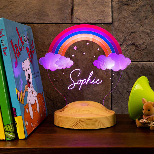 Personalized Rainbow Night Light, Nursery Room Decor, Color Changing LED Lamp by Drn Gift Store