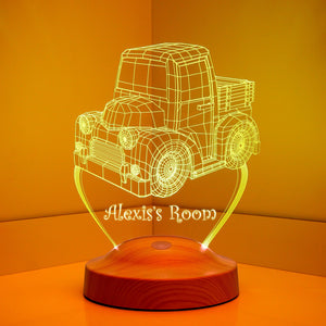 Truck Night Light with Custom Name, Truck Bedside Lamp, Nursery Decor by Drn Gift Store
