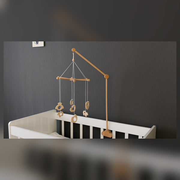 Premium Wood Mobile Arm for Crib, Boho Nursery Decor, Handcrafted Wooden Baby Mo