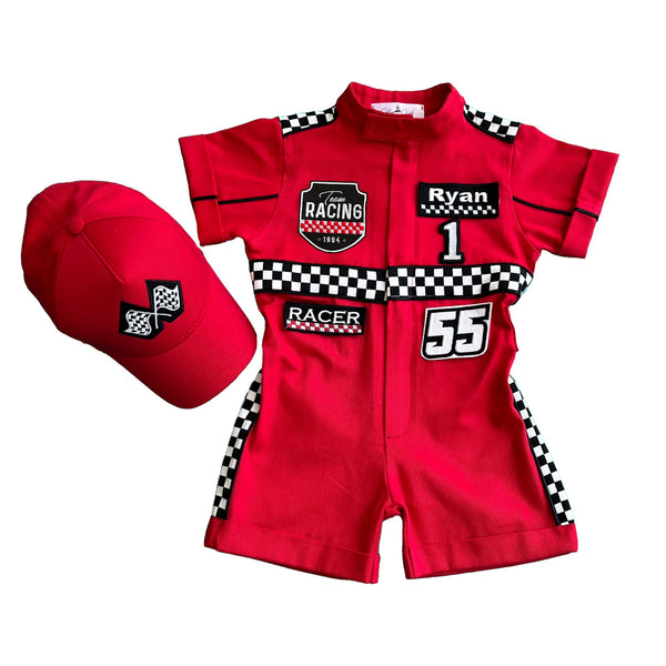 Costumes Club Handmade Race Car Driver Costume for Toddlers - Halloween Costume, Cars Boys Racing Outfit, Toddler Racer Suit by Costumes Club, Red & Black #red&black