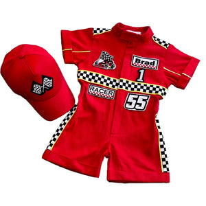 Costumes Club Handmade Race Car Driver Costume for Toddlers - Halloween Costume, Cars Boys Racing Outfit, Toddler Racer Suit by Costumes Club, Red & Gold #red&gold