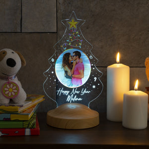 Personalized Christmas Tree Photo LED Lamp, Custom Engraved Gift by Drn Gift Store