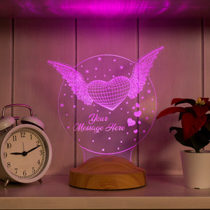 Heart With Wings 3D Led Lamp, Mothers Day Gift, Valentines Gift by Drn Gift Store