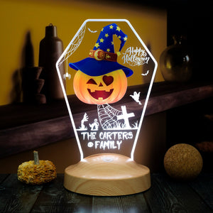 Personalized Halloween Tombstone LED Night Light: Custom Acrylic Pumpkin Decor by Drn Gift Store