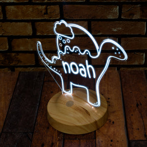 Dino Glow, Personalized LED Dinosaur Night Light for Kids by Drn Gift Store