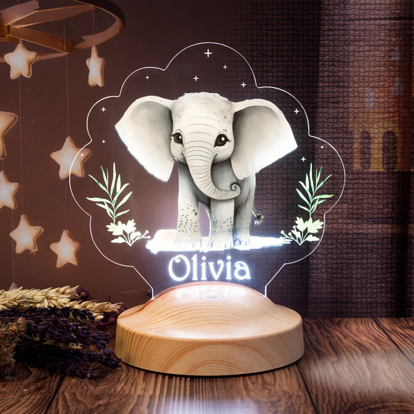 Elephant Night Light Personalized, Cute Elephant Gift for Baby With Name by Drn Gift Store