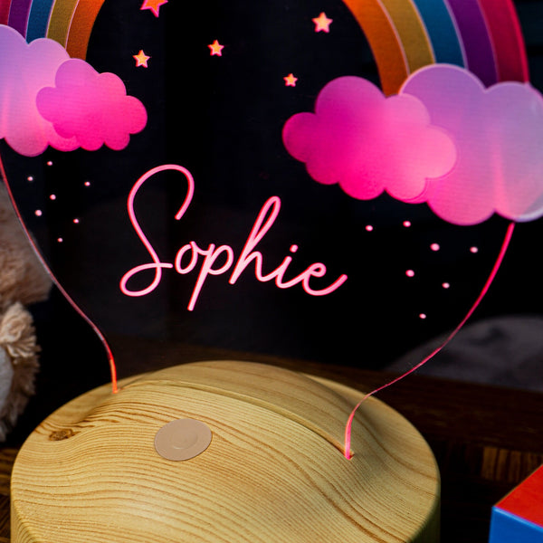 Personalized Rainbow Night Light, Nursery Room Decor, Color Changing LED Lamp by Drn Gift Store