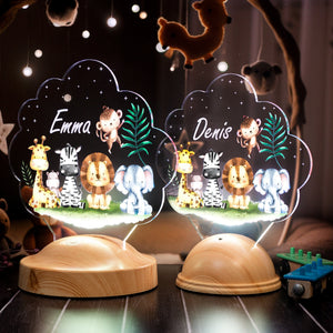 Safari Jungle Animals Light, Baptism Gift, Personalized LED Animal Lamp by Drn Gift Store